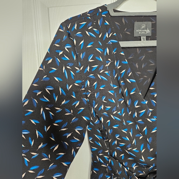 Adrianna Papel Chic Black and Blue Patterned Dress wrap style Size 8 - Picture 7 of 14